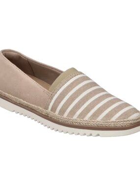 Clarks‎ Serena Paige Espadrille Slip-on Loafers Sand & White Striped 10 M NEW